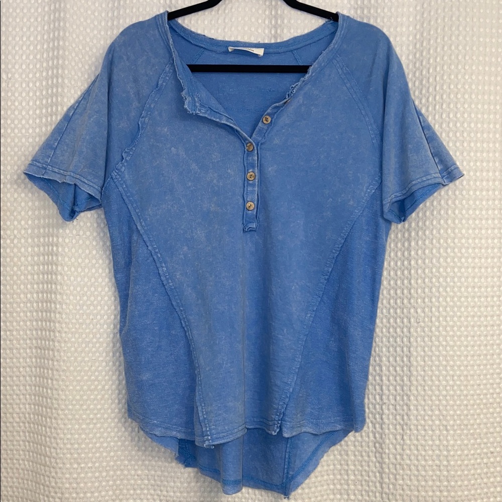 Zenana Light Blue Short Sleeve Top